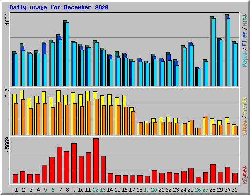 Daily usage for December 2020