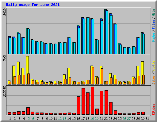 Daily usage for June 2021