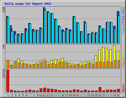 Daily usage for August 2021