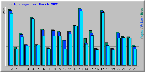 Hourly usage for March 2021